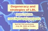Degeneracy and strategies of LBL Osamu Yasuda Tokyo Metropolitan University NuFACT04 workshop July 28, 2004 at Osaka Univ.