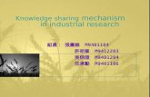 Knowledge sharing mechanism in industrial research 組員： 張書維 M9401104 許明章 M9412203 吳炳煌 M9401204 莊承勳 M9401106.