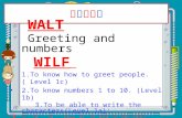 九月十三日 WALT Greeting and numbers WILF 1.To know how to greet people.( Level 1c) 2.To know numbers 1 to 10. (Level 1b) 3.To be able to write the characters(Level.