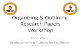 Organizing & Outlining Research Papers Workshop PEGS’ GWIE Graduate Writing Institute for Excellence Copyright © 2015 PEGS’ GWIE.
