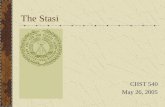 The Stasi CHST 540 May 26, 2005. Germany after WWII Occupied Germany divided into zones.