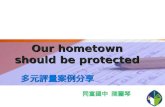 LOGO 多元評量案例分享 同富國中 陳麗琴 Our hometown should be protected.