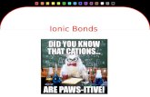Ionic Bonds. Ions are atoms that have become charged by gaining or losing electrons. Cations are positively charge ions (metals). Anions are negatively.