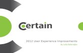 2012 User Experience Improvements By Julia Belonojko.
