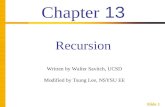 Slide 1 Chapter 13 Recursion Written by Walter Savitch, UCSD Modified by Tsung Lee, NSYSU EE.