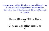Hyperaccreting Disks around Neutrons Stars and Magnetars for GRBs: Neutrino Annihilation and Strong Magnetic Fields Dong Zhang (Ohio State) Zi-Gao Dai.