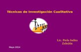 Técnicas de Investigación Cualitativa Lic. Perla Indira Zeledón Mayo 2014.