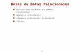 3.1 Bases de Datos Relacionales Definición de base de datos relacional Álgebra relacional Álgebra relacional extendida Vistas.