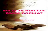 DA LI JE BIBLIJA RIJEČ BOŽIJA?   -   Madžid b. Sulejman er-Ressi
