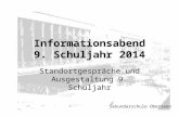 Informationsabend 9. Schuljahr 2014 Standortgespräche und Ausgestaltung 9. Schuljahr Sekundarschule Oberseen.