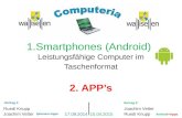 1.Smartphones (Android) Leistungsfähige Computer im Taschenformat 2. APP’s Ruedi Knupp Joachim Vetter 17.09.2014 15.04.2015 Joachim Vetter Ruedi Knupp.