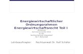 Energiewirtschaftlicher Ordnungsrahmen Energiewirtschaftsrecht Teil I Vorlesung Sommersemester 2015 an der Fachhochschule Düsseldorf FB 7: Wirtschaft Lehrbeauftragter: