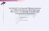 Präsentiert von Philipp Duffner Die Build-To-Integrate-Server-Ansätze von IBM WebSphere, Sun One und Microsoft.net Biztalk in Zeiten des Collaborative.