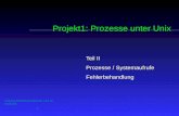 Übung Betriebssysteme, Uni Innsbruck 1 Projekt1: Prozesse unter Unix Teil II Prozesse / Systemaufrufe Fehlerbehandlung.