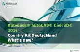 Autodesk® AutoCAD® Civil 3D® 2016 Country Kit Deutschland What’s new? Gerald Leonhardt CADsys Vertriebs- und Entwicklungs GmbH.