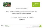 Corinna Feldmann Agrar- und Lebensmittelmarketing c.feldmann@uni-kassel.de Öko und/oder Regional: Eine Studie zu Zahlungsbereitschaften Corinna Feldmann.