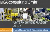 HCA-consulting GmbH UNTERNEHMENSPRÄSENTATION Interim Management & Produktionsberatung HCA-consulting GmbH .