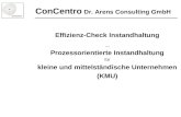 ConCentro Dr. Arens Consulting GmbH Effizienz-Check Instandhaltung _ Prozessorientierte Instandhaltung für kleine und mittelständische Unternehmen (KMU)