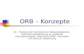 ORB – Konzepte Ist – Analyse der betrieblichen Notwendigkeiten, Anforderungsableitung an moderne Lösungskonzepte, alternative ORB – Konzepte mit Zukunft,