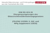 IDW RS HFA 28 Übergangsregelungen des Bilanzrechtsmodernisierungsgesetzes (FN-IDW 12/2009, S. 642, und WPg Supplement 1/2010) Aktuelle Bilanzierungs- und.