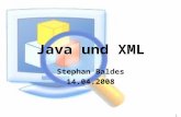 1 Java und XML Stephan Baldes 14.04.2008. 2 Warum XML? In welchem Format wurden die Daten gespeichert? Bernd;Thomas;3;5;1987;Freiburg;Karlsruhe Peter;Maier;7;9;1980;Karlsruhe;Freiburg.