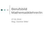 Berufsbild Mathematiklehrer/in 27.01.2016 Mag. Günther Biller.