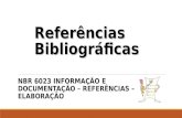 Referências Bibliográficas NBR 6023 INFORMAÇÃO E DOCUMENTAÇÃO – REFERÊNCIAS – ELABORAÇÃO.
