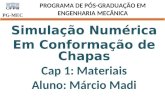 PROGRAMA DE PÓS-GRADUAÇÃO EM ENGENHARIA MECÂNICA Simulação Numérica Em Conformação de Chapas Cap 1: Materiais Aluno: Márcio Madi PG-MEC.