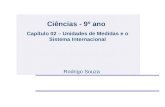 Ciências - 9º ano Capítulo 02 – Unidades de Medidas e o Sistema Internacional Rodrigo Souza.