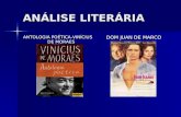 ANÁLISE LITERÁRIA ANTOLOGIA POÉTICA-VINÍCIUS DE MORAES DOM JUAN DE MARCO.