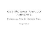 GESTÃO SANITÁRIA DO AMBIENTE Professora: Aline G. Monteiro Trigo Março / 2012.