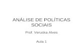 ANÁLISE DE POLÍTICAS SOCIAIS Prof. Veruska Alves Aula 1.