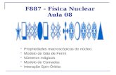 F887 - Física Nuclear Aula 08  Propriedades macroscópicas do núcleo.  Modelo de Gás de Fermi  Números mágicos  Modelo de Camadas  Interação Spin-Órbita.