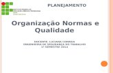 PLANEJAMENTO Organização Normas e Qualidade DOCENTE: LUCIANA CORREIA ENGENHEIRA DE SEGURANÇA DO TRABALHO 1º SEMESTRE 2014.