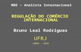 MBE – Analista Internacional REGULAÇÃO DO COMÉRCIO INTERNACIONAL Bruno Leal Rodrigues UFRJ JUNHO - 2010.