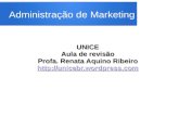 Administração de Marketing UNICE Aula de revisão Profa. Renata Aquino Ribeiro .