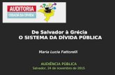 Maria Lucia Fattorelli AUDIÊNCIA PÚBLICA Salvador, 24 de novembro de 2015 De Salvador à Grécia O SISTEMA DA DÍVIDA PÚBLICA.