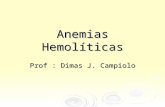 Anemias Hemolíticas Prof : Dimas J. Campiolo. Anemias Hemolíticas  Hemólise aumentada- quando os eritrócitos sobrevivem menos de 80 dias na circulação.