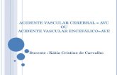 ACIDENTE VASCULAR CEREBRAL = AVC OU ACIDENTE VASCULAR ENCEFÁLICO=AVE Docente : Kátia Cristine de Carvalho.