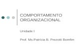 COMPORTAMENTO ORGANIZACIONAL Unidade I Prof. Ms.Patrícia B. Prezotti Bomfim.