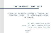 TREINAMENTO CADA 2015 PLANO DE CLASSIFICAÇÃO E TABELA DE TEMPORALIDADE DE ATIVIDADES-MEIO DA UNESP Me. Maria Blassioli Moraes Profa. Dra. Maria Leandra.