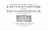Bibliotheque d'Humanisme Et Renaissance Tome v - 1944