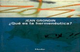 Jean Grondin, A Hermenêutica