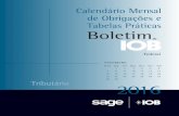 IOB - Calendário de Obrigações e Tabelas Práticas - Federal - Fevereiro/2016