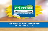 Newsletter interne Cimm Immobilier - Février 2016