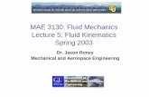 MAE 3130: Fluid Mechanics Lecture 5: Fluid Kinematics Spring 2003