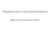 Plaidoyer pour l'intercricothyrotomie : Christian Erb