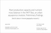 Plant production capacity and nutrient mass balance in the PAFF ...