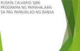 Ruskin calvario sjb6 programa ng pamahalaan sa pagunlad ng bansa