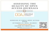 Assessing the quality of open access journals suzhou presentation